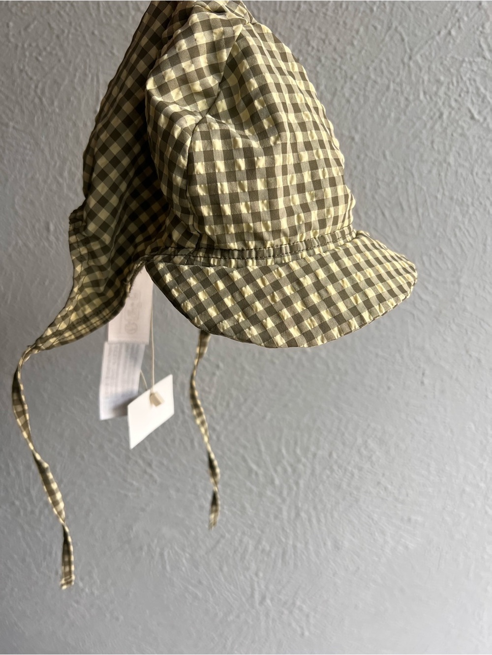 Zara Kids Gingham Sun Hat - Olive Green